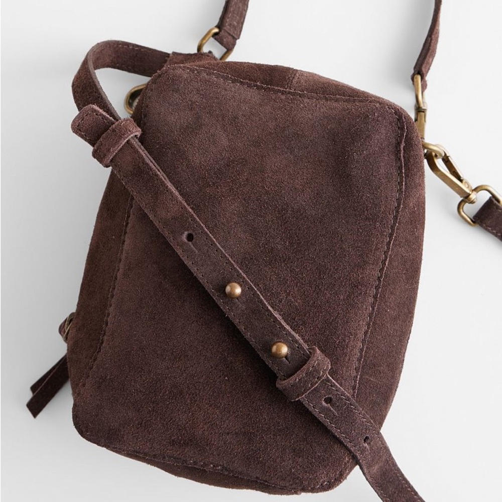 Free People Brown Crossbody Bag with Suede Finish